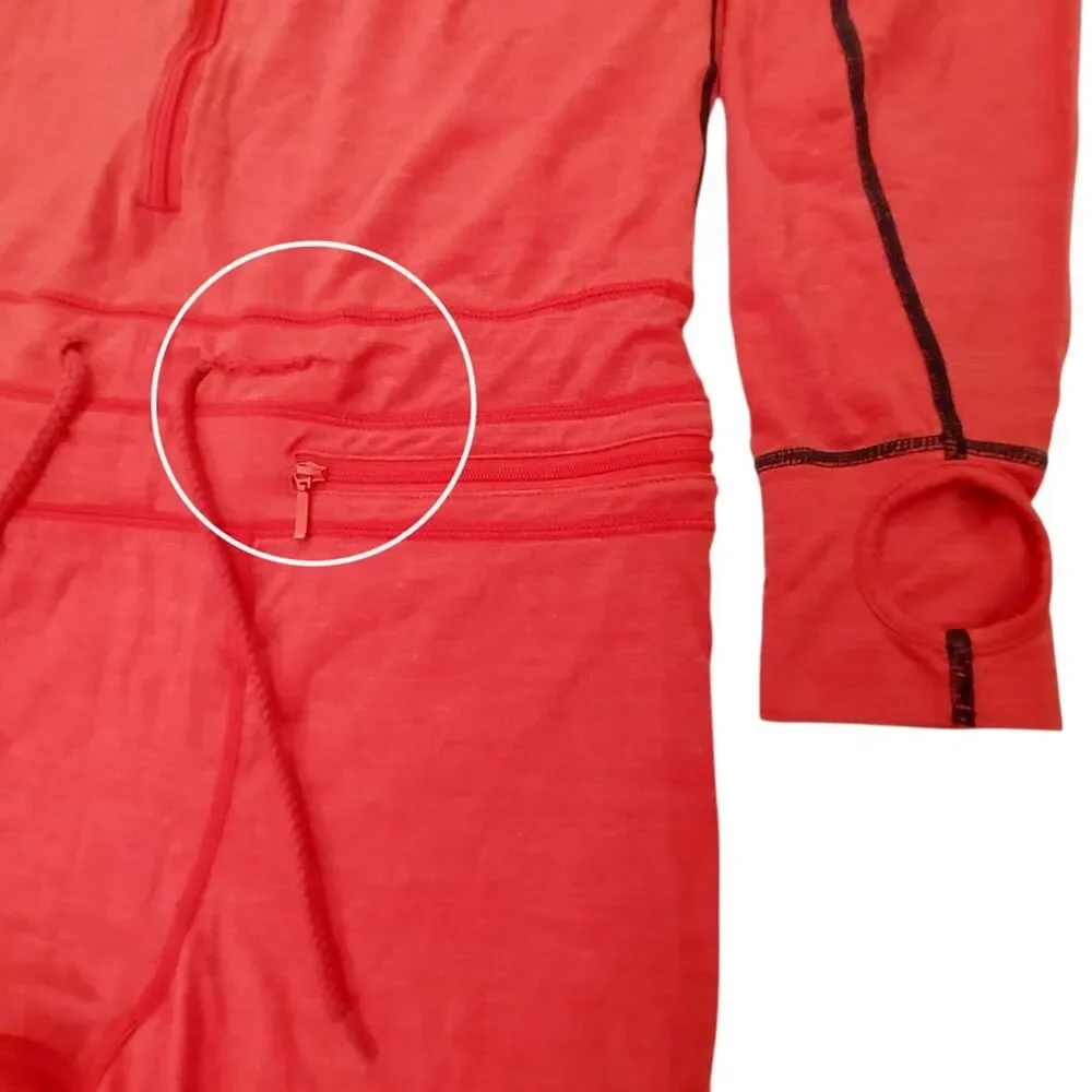 AIRBLASTER Merino Wool Base Layer Ninja Suit Mens Small Red One Piece Hooded